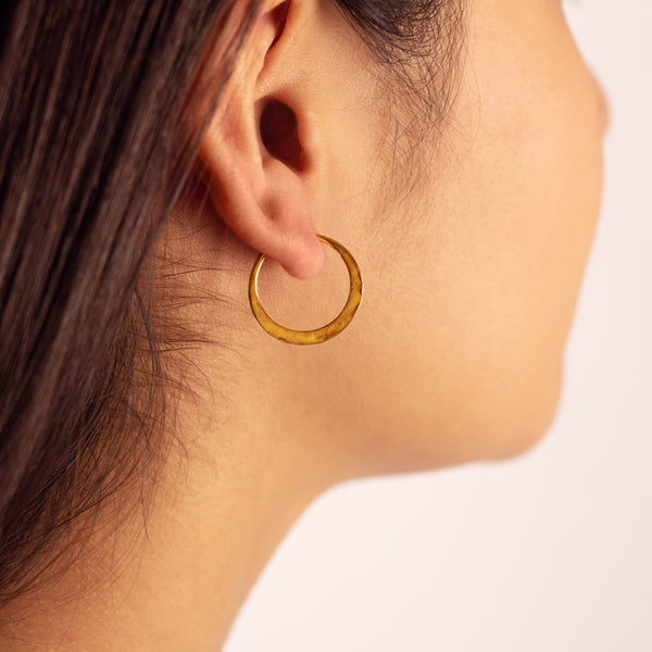 Hammered Hoops in Silver - 3/4"  | Available to Ship June 3, 2024