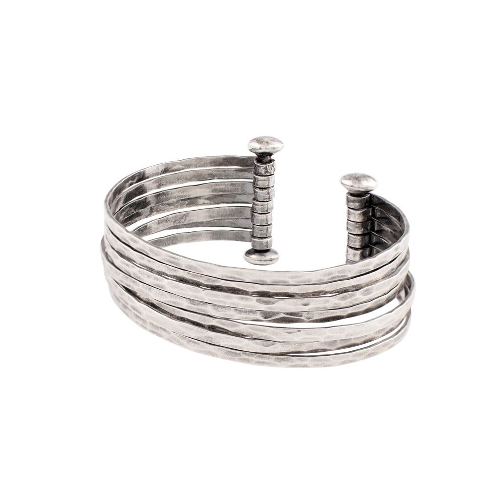 Stacked Strands Cuff - Silver - 7 Strand