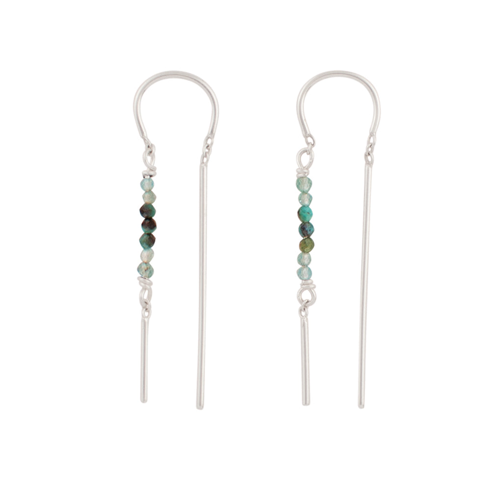 Stony Tiny Dancer Threaders in Turquoise/Apatite & Silver - 1 1/2" | Available to Ship January 15, 2026