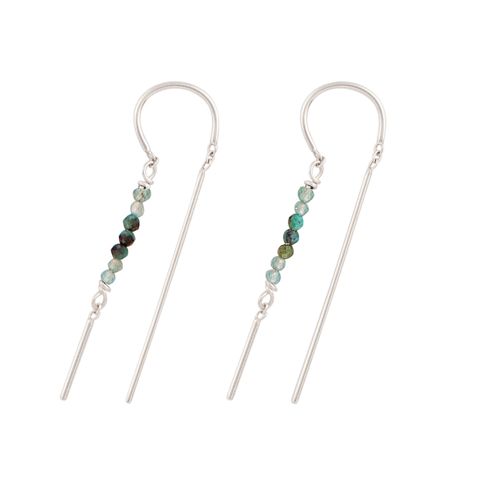 Stony Tiny Dancer Threaders in Turquoise/Apatite & Silver - 1 1/2" | Available to Ship January 15, 2026