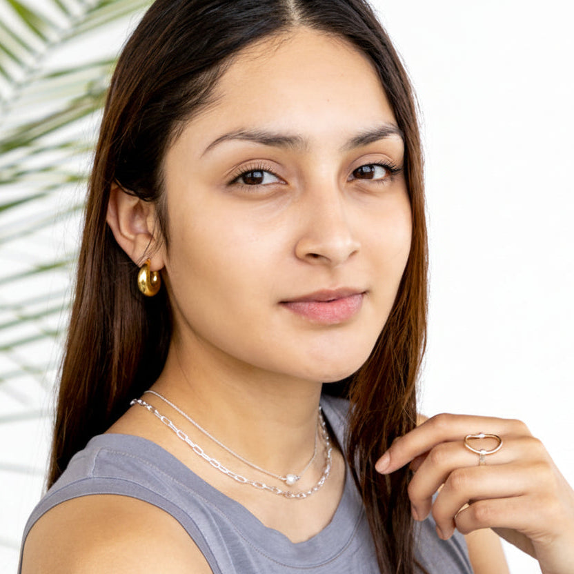 Chunky Huggie Hoops in Gold