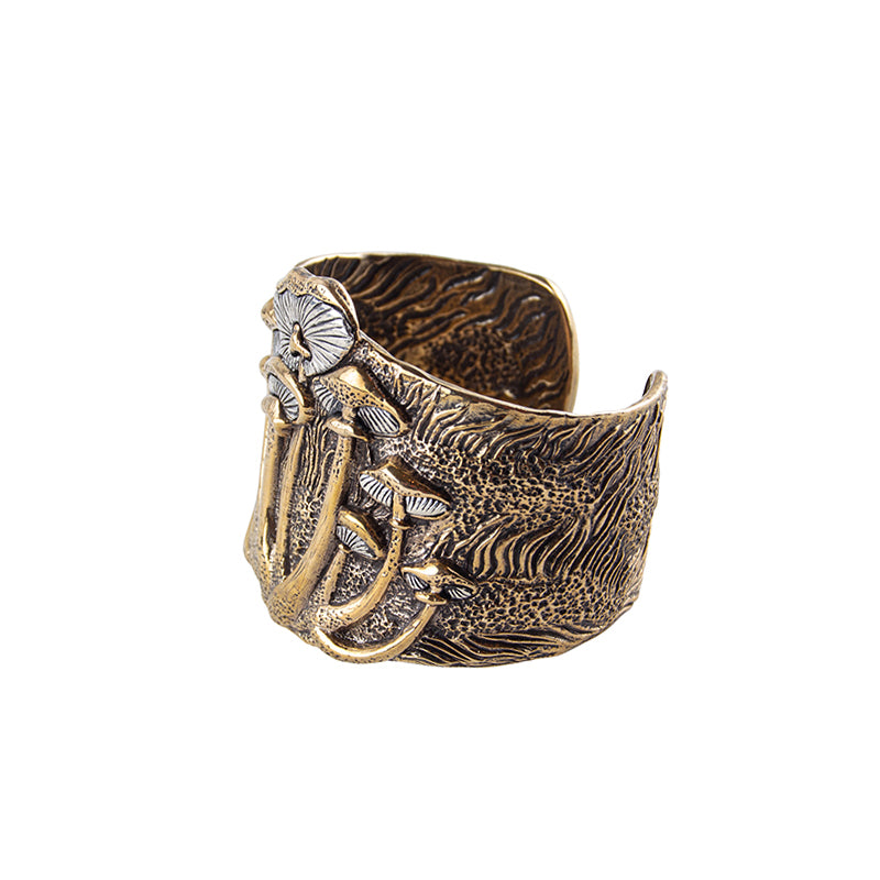 Magic Mushroom Cuff in Bronze with Silver Accents - Wide