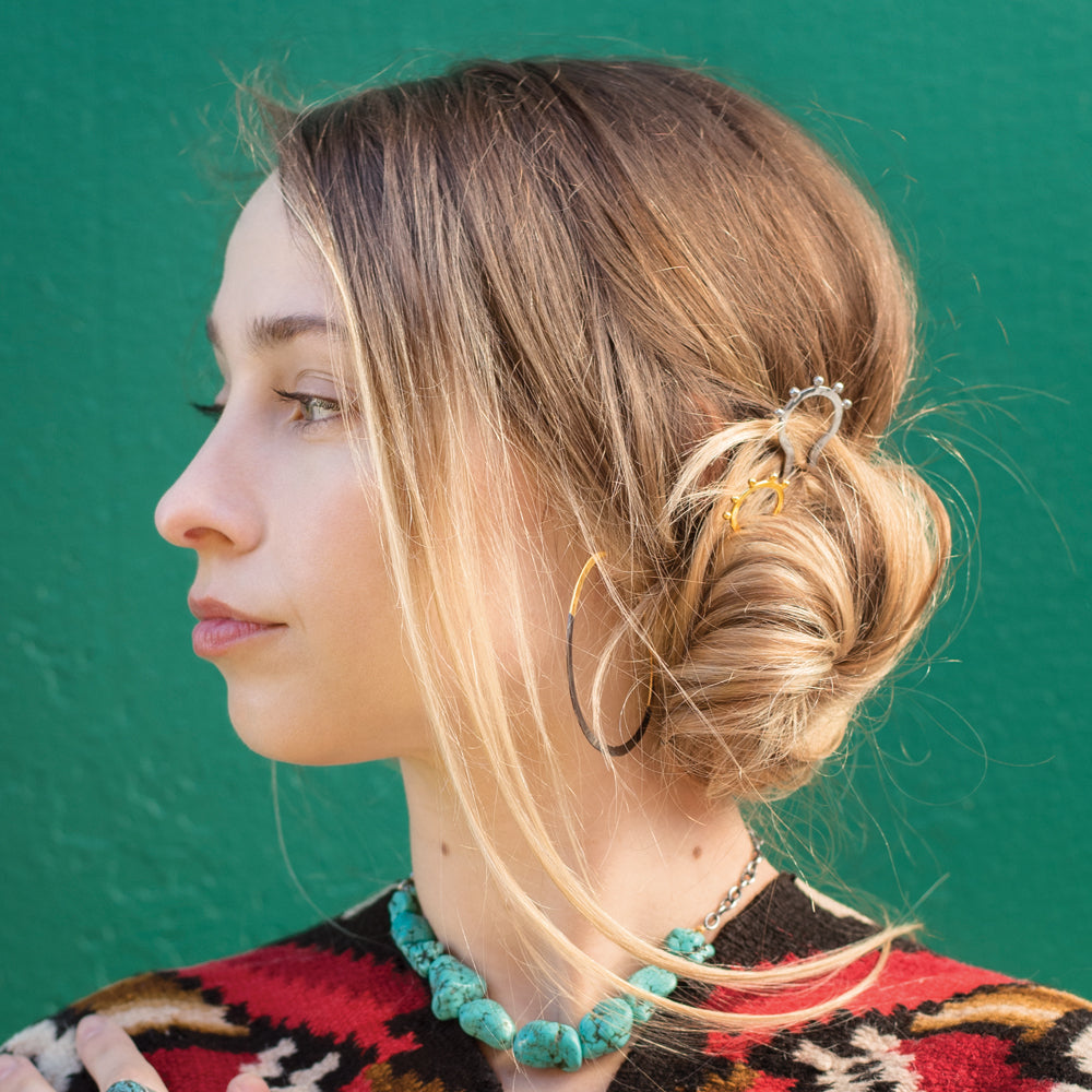 Rhodium Dipped Hammered Hoops in Gold - 1"