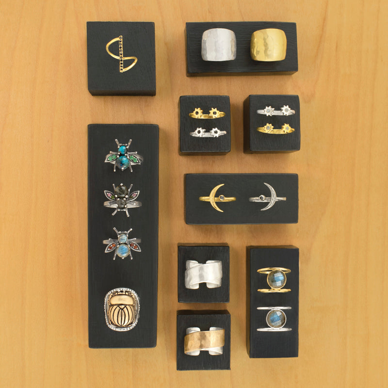 Jeweled Cornu Ring in Rutilated Quartz and Tourmaline - FINAL SALE