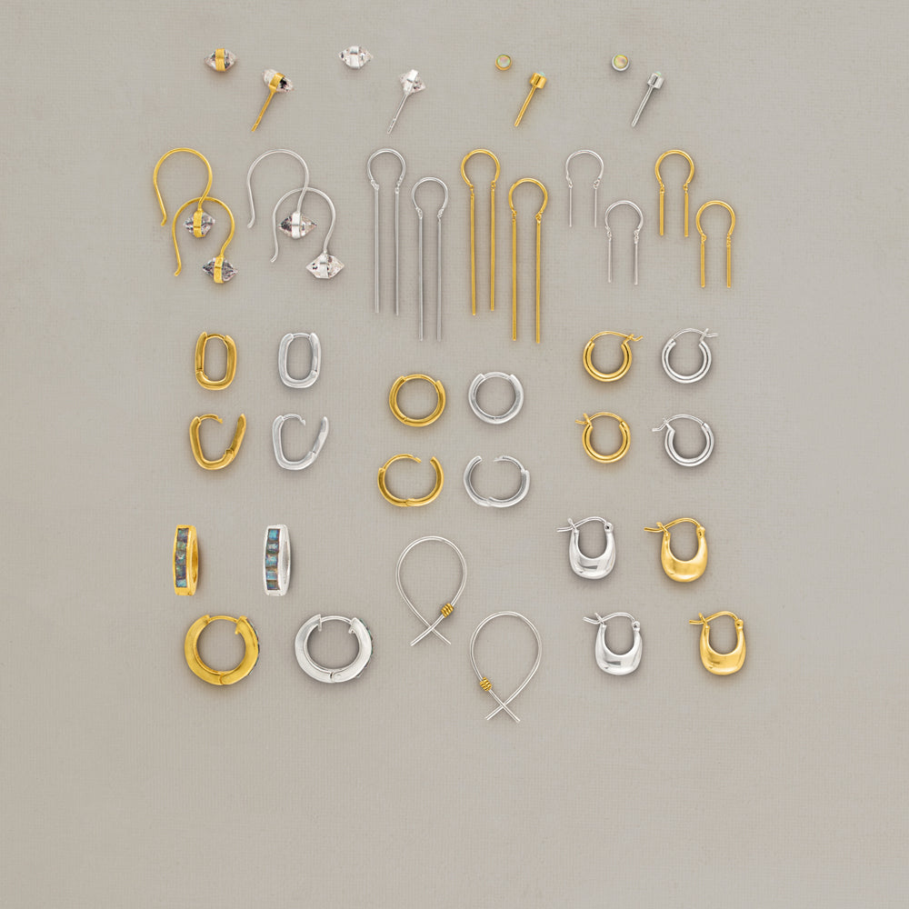 Labradorite Clicker Hoops in Gold