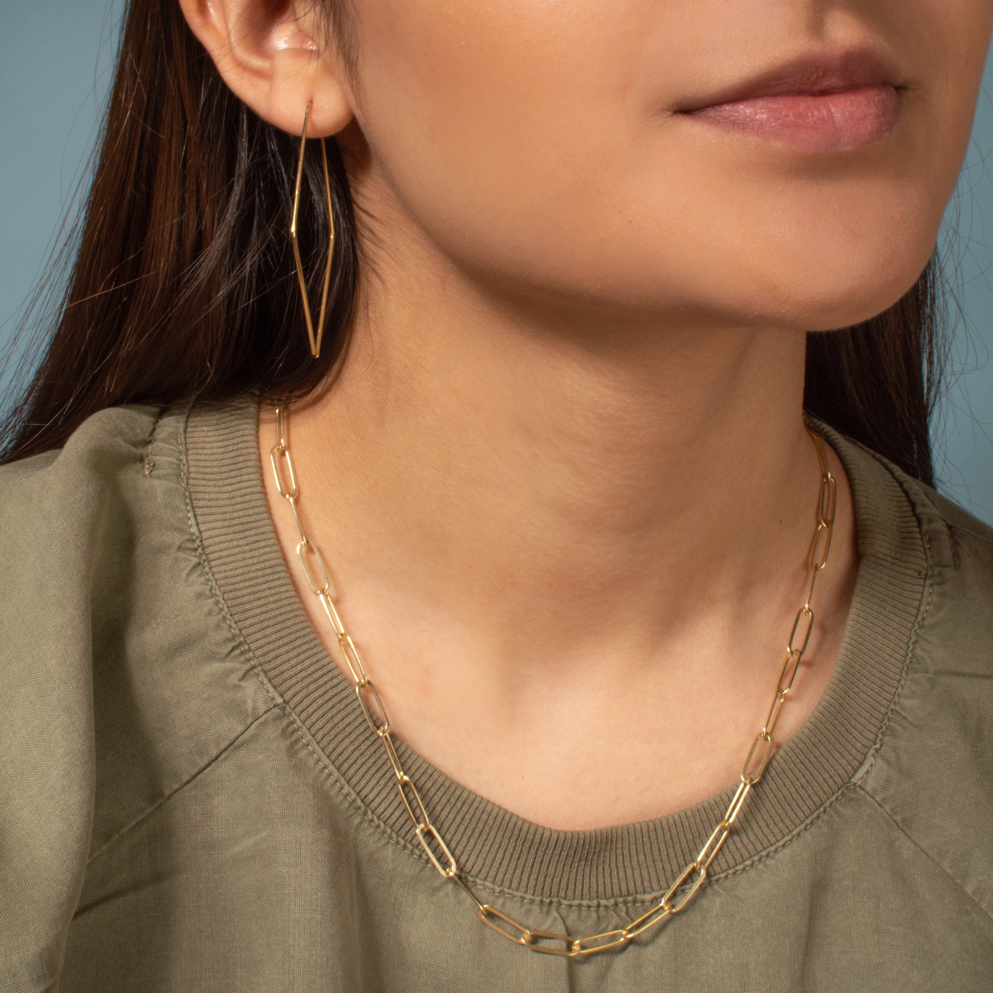 Large Link Paperclip Chain Necklace in Gold - 18" L