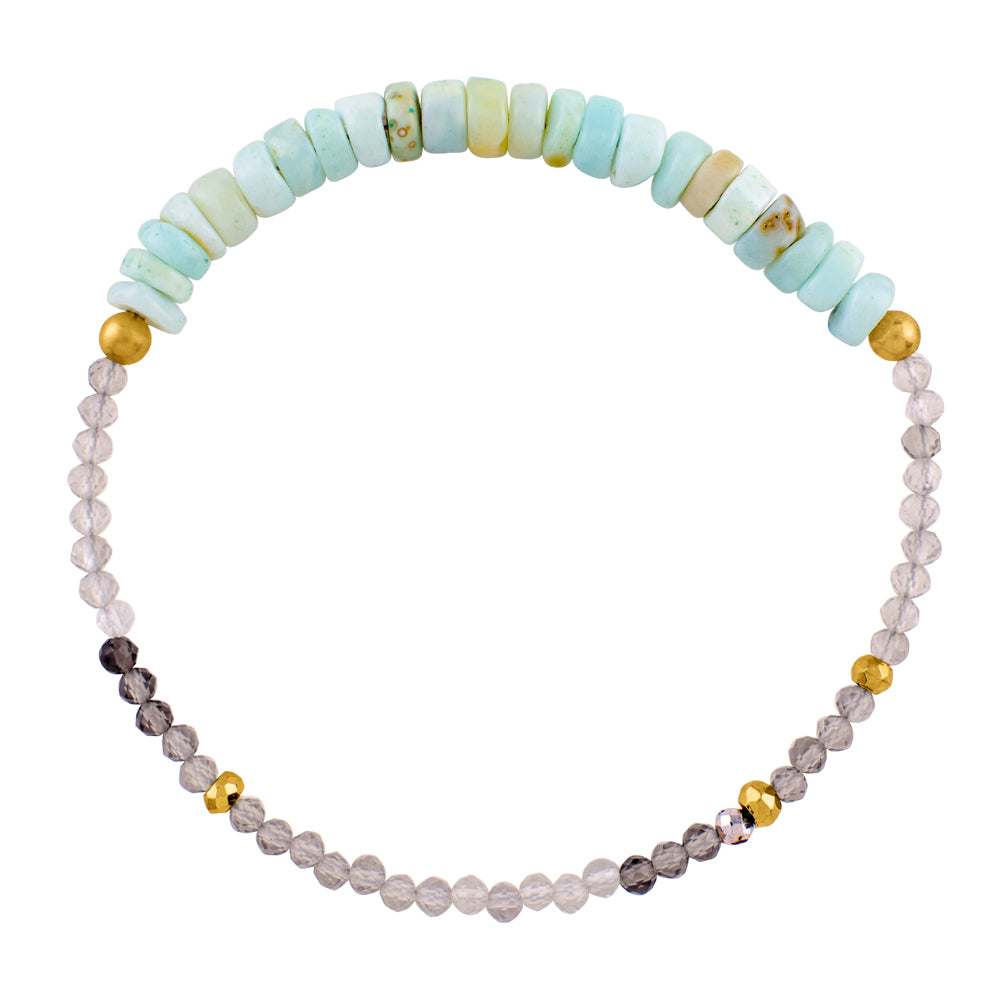 Pyrite's Booty Bracelet in Peruvian Opal Heishi & 3.5mm Shaded Onyx