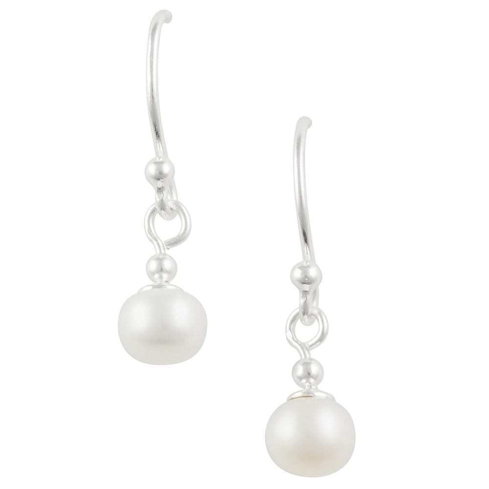 Classic Pearl Hook Earrings in Silver - 6mm