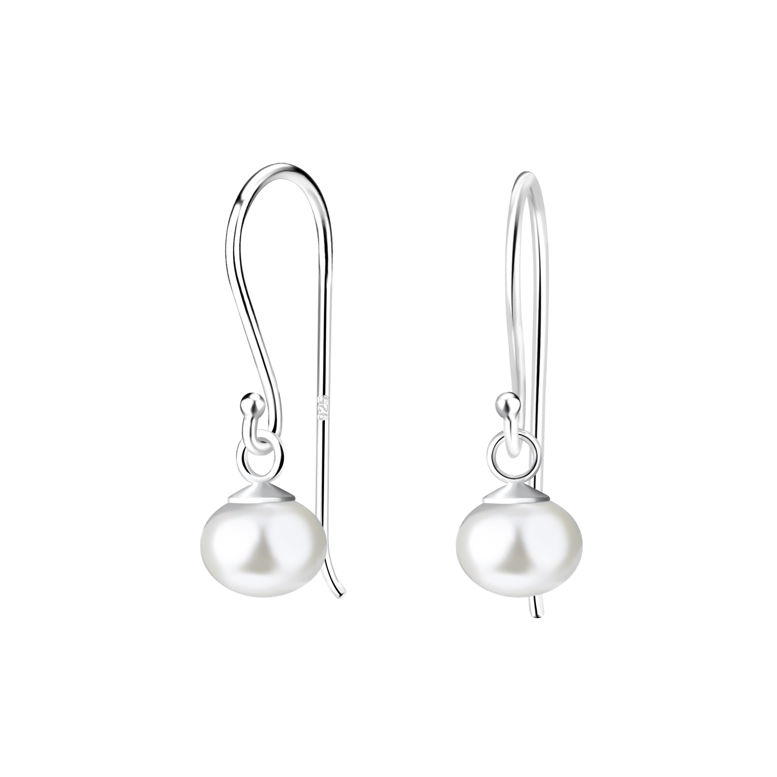Classic Pearl Hook Earrings in Silver - 6mm