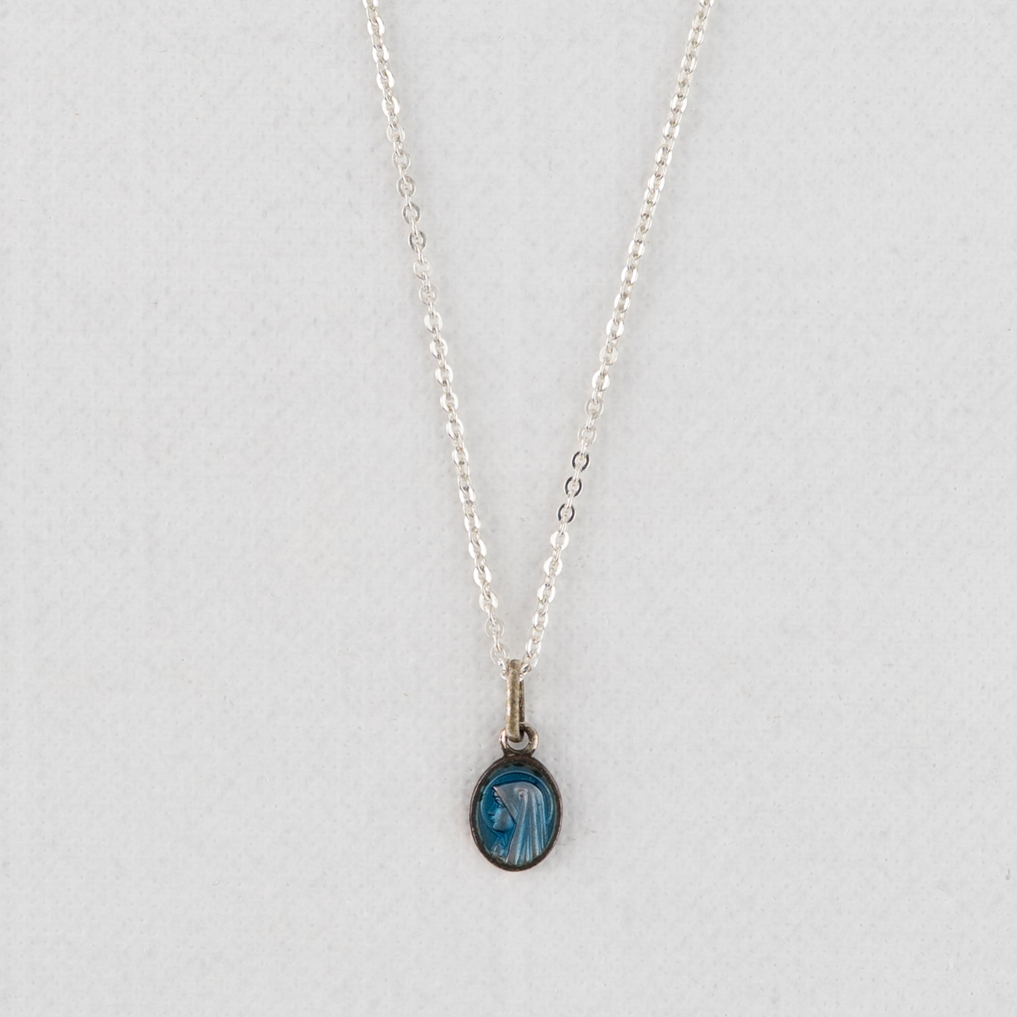 Vintage Medal Our Lady of Fatima Blue Enamel v235