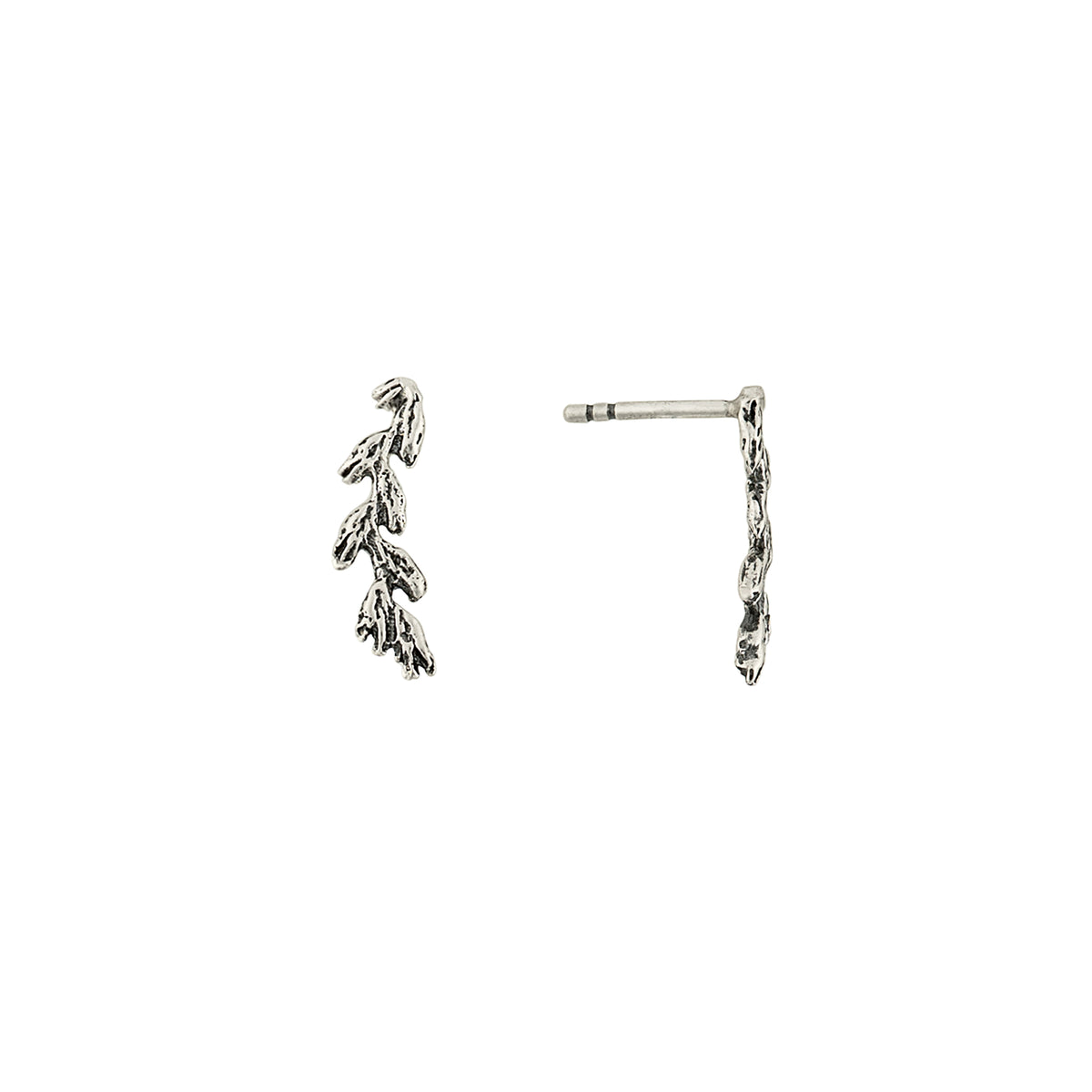 Tall Grass Studs in Antiqued Silver