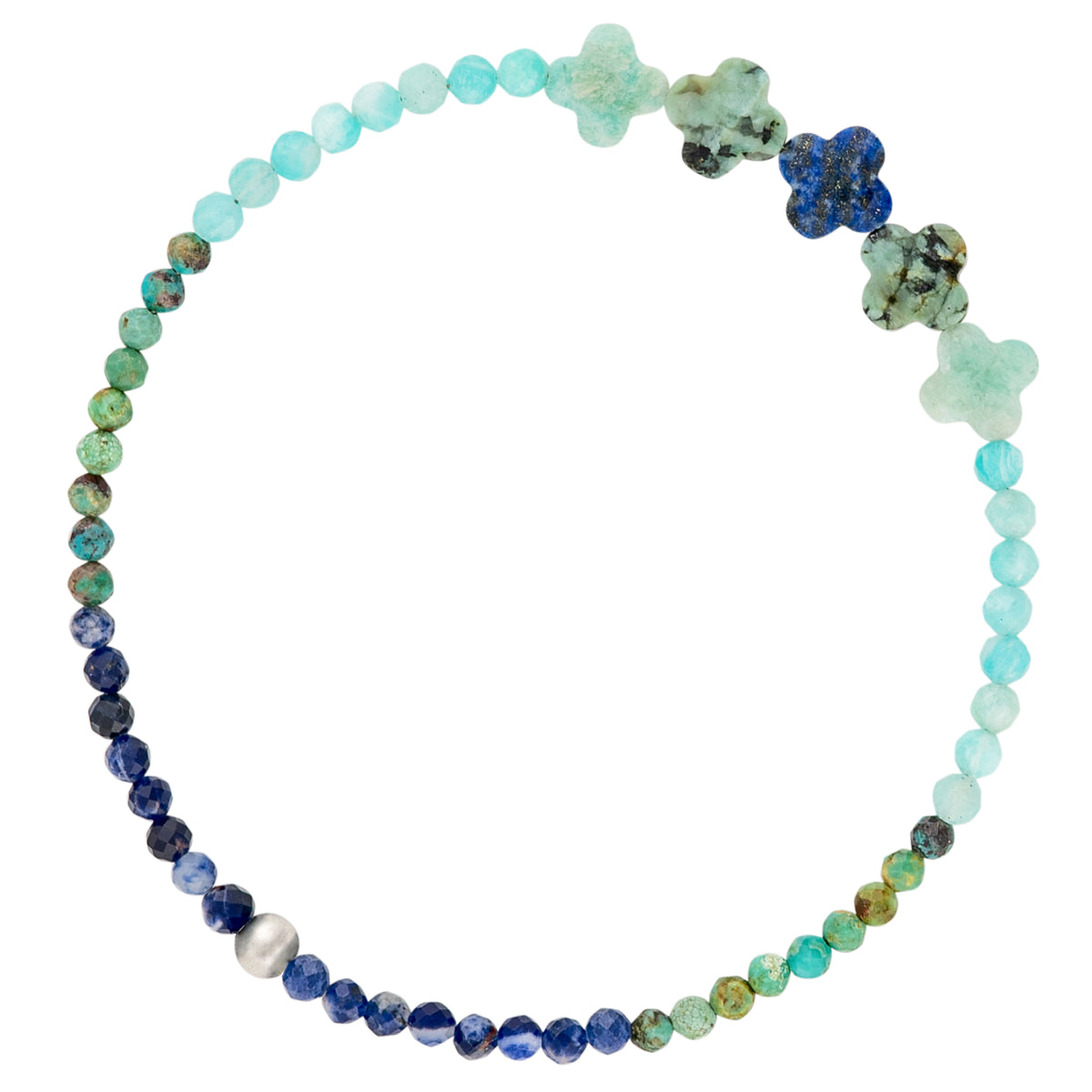 Pyrite's Booty Bracelet in Lapis, Amazonite & Turquoise with Four-Petal Flowers | Available to Ship October 30, 2026