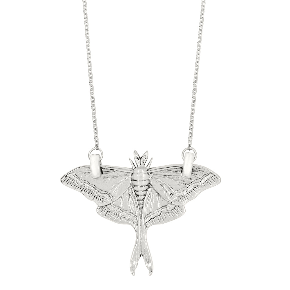 Luna Moth Necklace in Silver