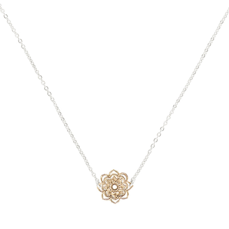 Petite Open Heart Mandala Necklace in Bronze
