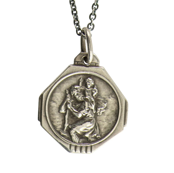 Vintage Saint Christopher Patron Saint of Travellers Medal Necklace #V178