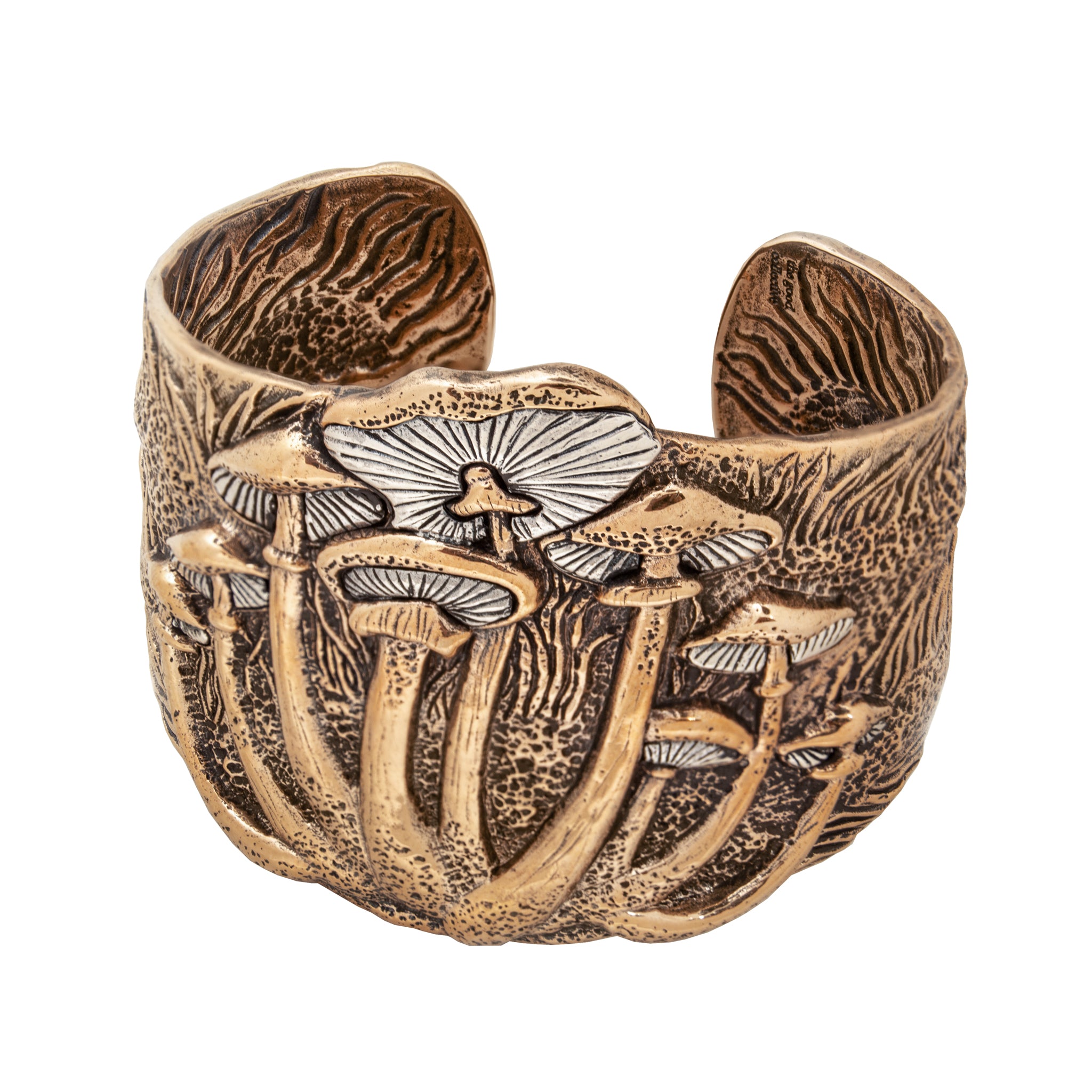 Magic Mushroom Cuff in Bronze with Silver Accents - Wide