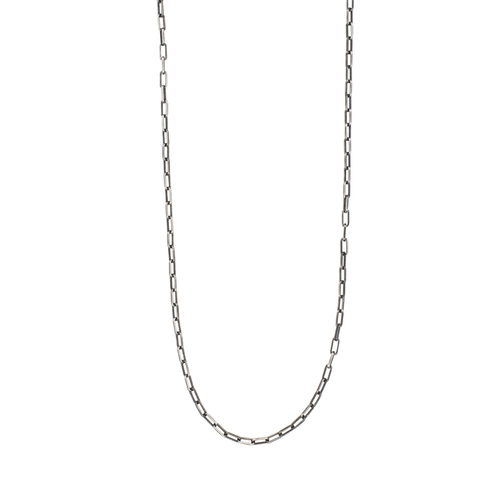 Small Paperclip Chain Necklace in Antiqued Silver - 18"L