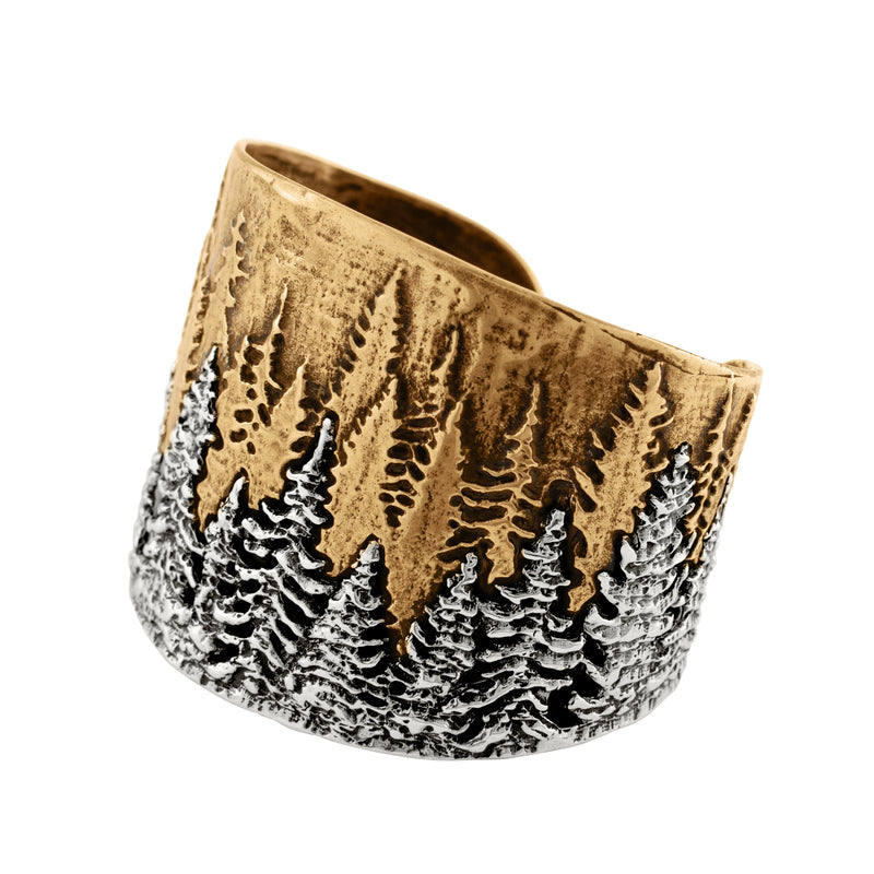 Treeline Cuff in Bronze with Silver - Wide