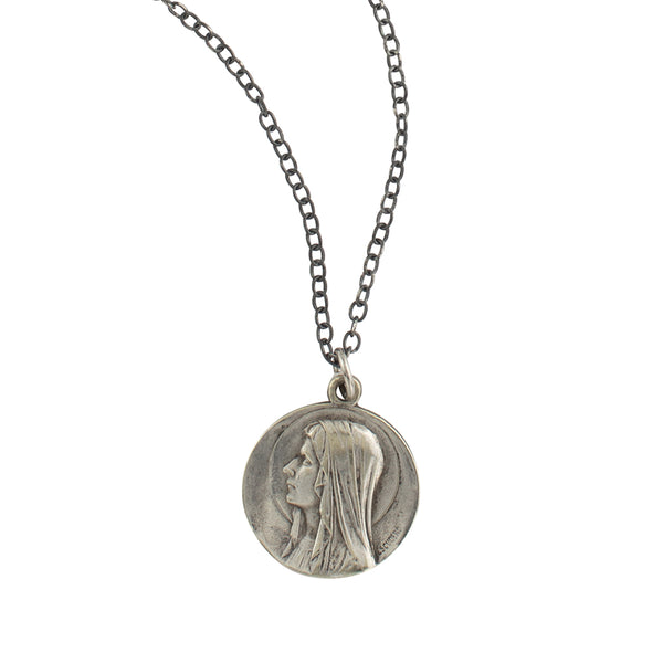 Vintage Saint Lady of Lourdes Medal Necklace V94