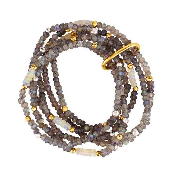 Set of 6 - Pyrite's Booty Bracelet  - Labradorite & Opal | Available to ship 5/28/24