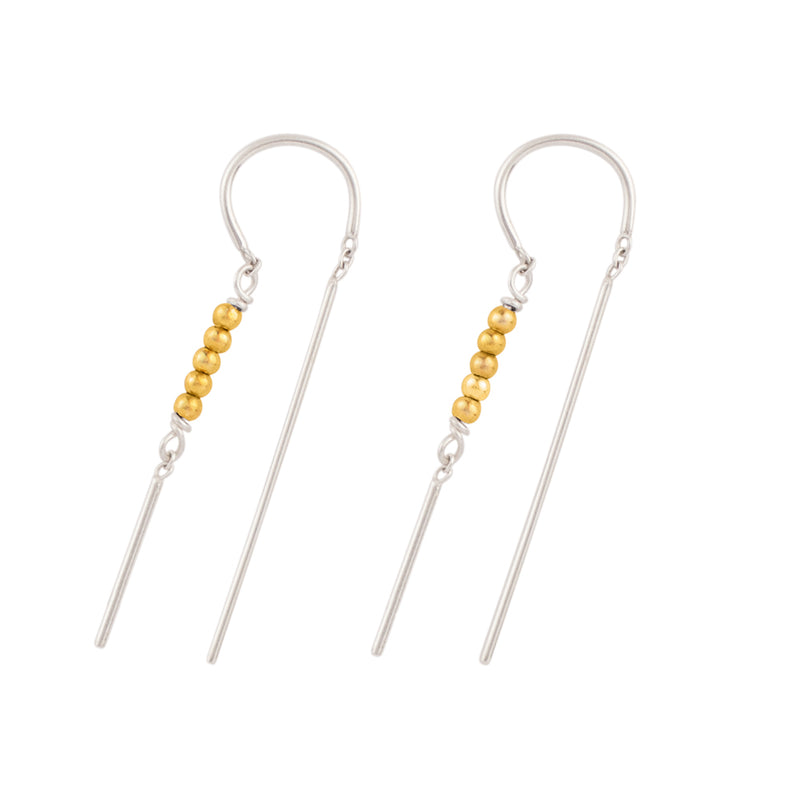 Beaded Dancer Threaders in Silver & Gold - 1 1/2" L