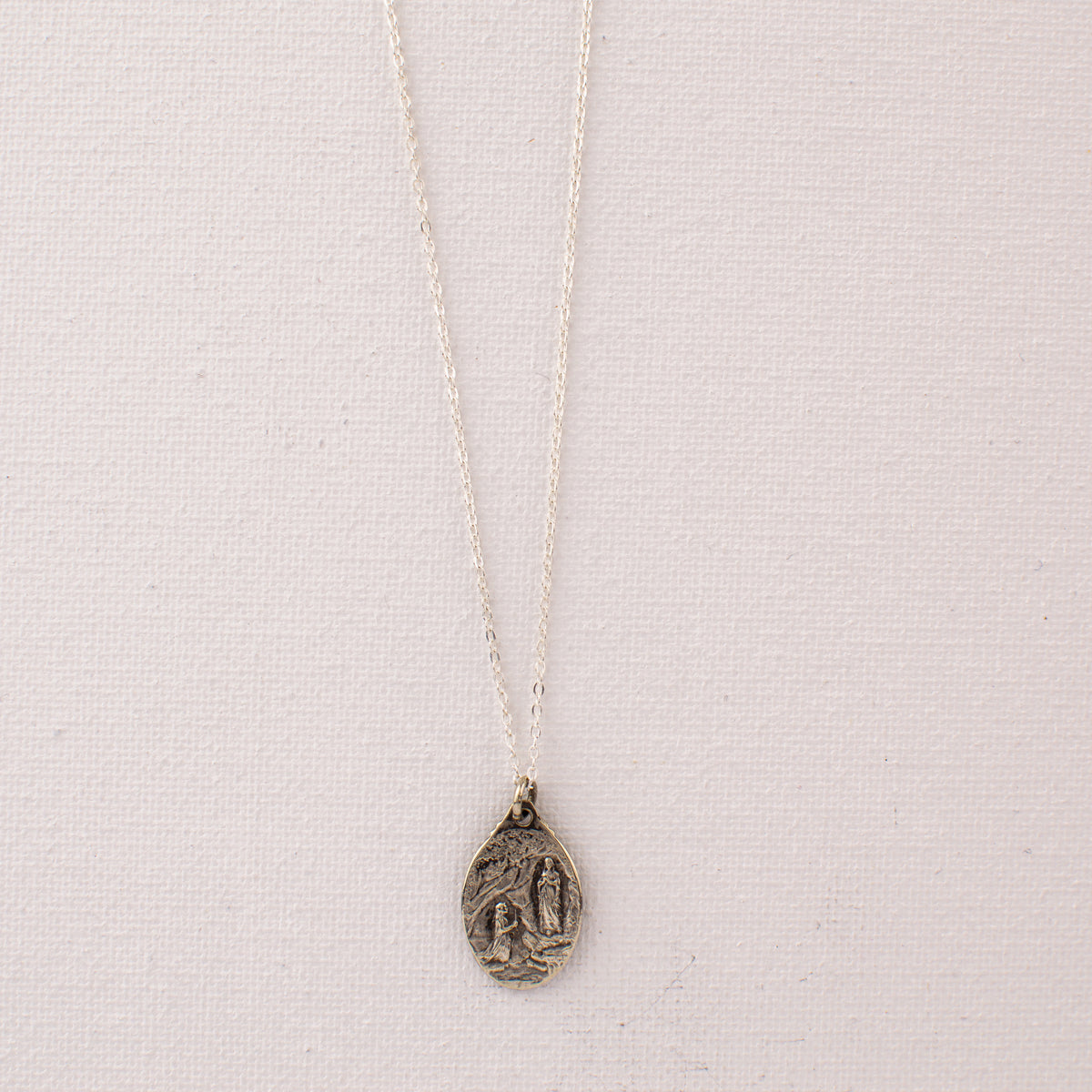 Vintage Lady of Lourdes Saint Medal Necklace v120
