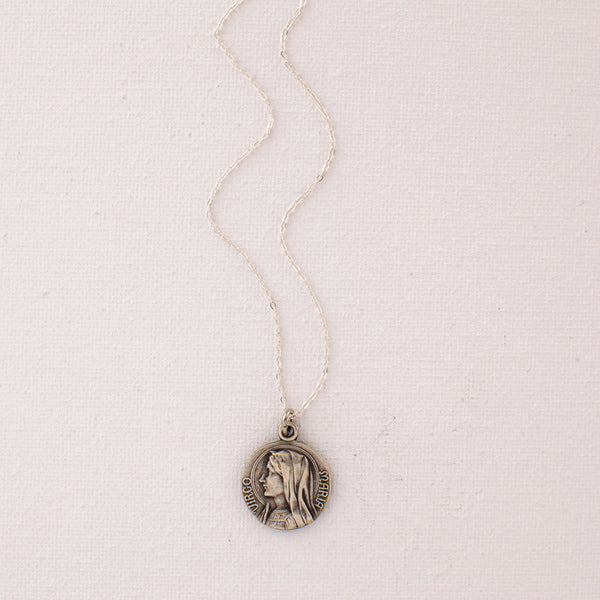 Vintage Virgo Maria Saint Medal Necklace V121