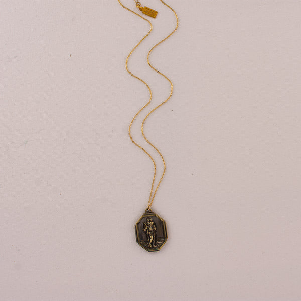Vintage Saint Anne de Beaupre & Saint Christopher Medal Necklace V122
