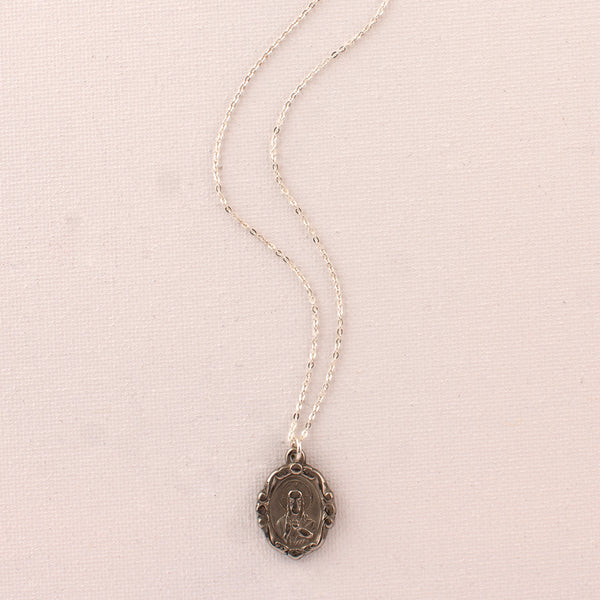 Vintage Our Lady of Mount Carmel Saint Medal Necklace V127