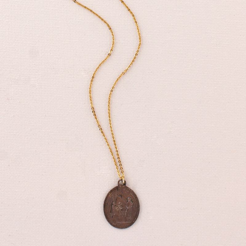 Vintage Our Lady of Mount Carmel / Bernadette Saint Medal Necklace V128