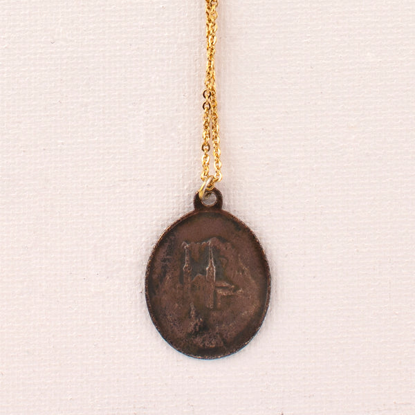 Vintage Our Lady of Mount Carmel / Bernadette Saint Medal Necklace V128