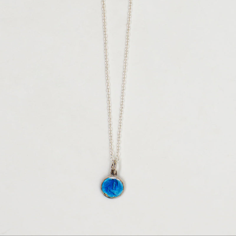 Vintage Saint Medal Lourdes Blue Enamel v133