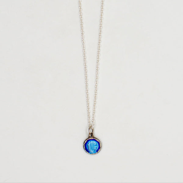 Vintage Saint Medal Lourdes Blue Enamel v133