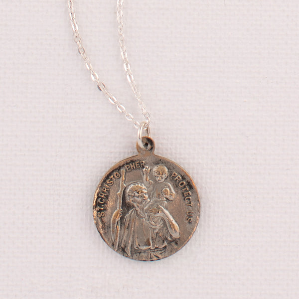 Vintage Saint Christopher Medal Necklace V51
