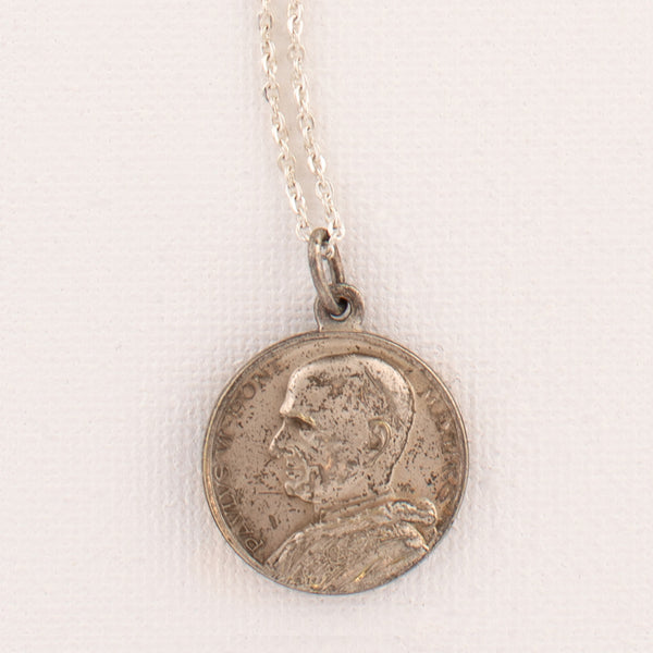 Vintage Saint Saint Christopher/Pope Paul VI Medal Necklace V68