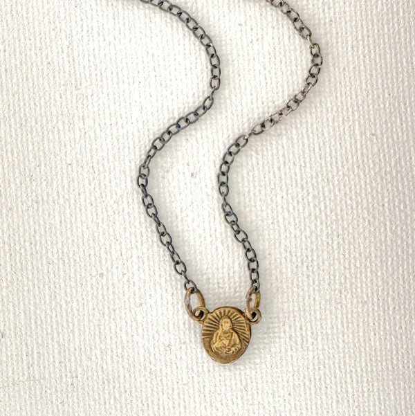 Vintage Sacred Heart of Jesus Medal Necklace V94