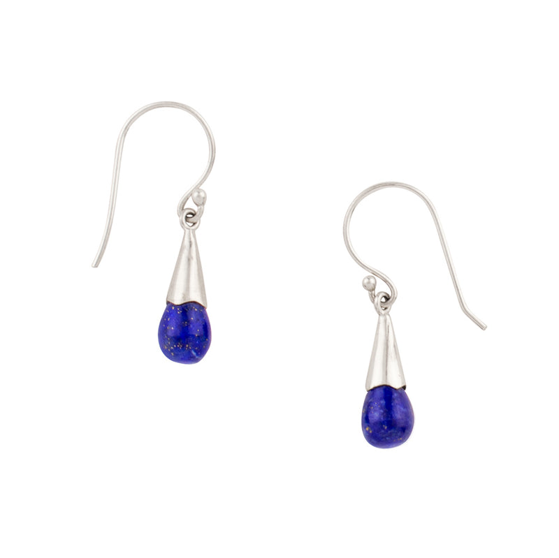 Capped Stone Drop Earrings in Lapis