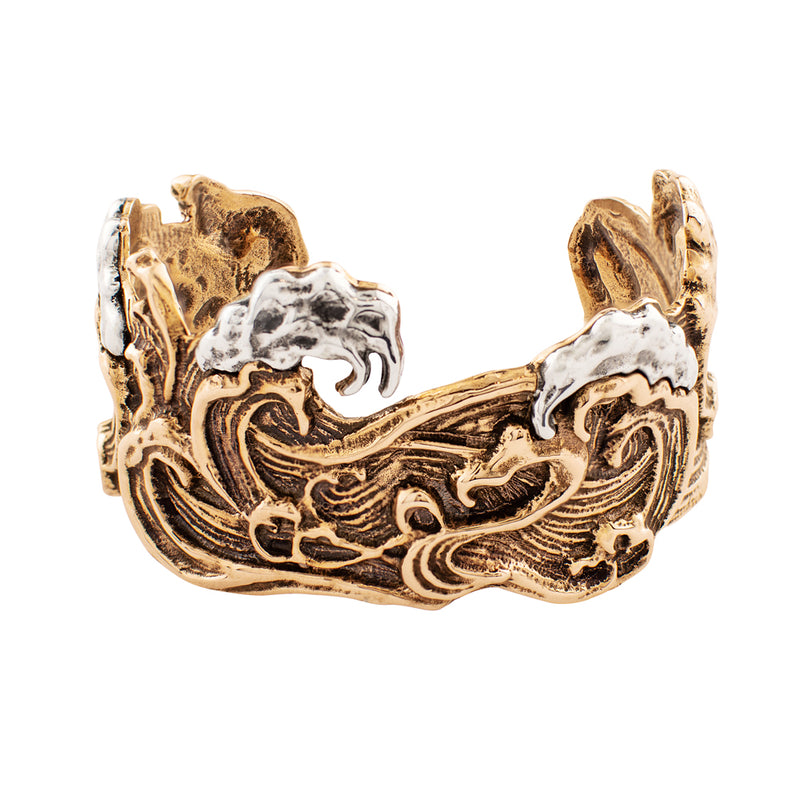 Waves of Joy Cuff Bracelet in Bronze with Silver Accents