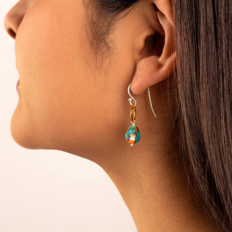 Spiny Oyster Turquoise Orbit Earrings