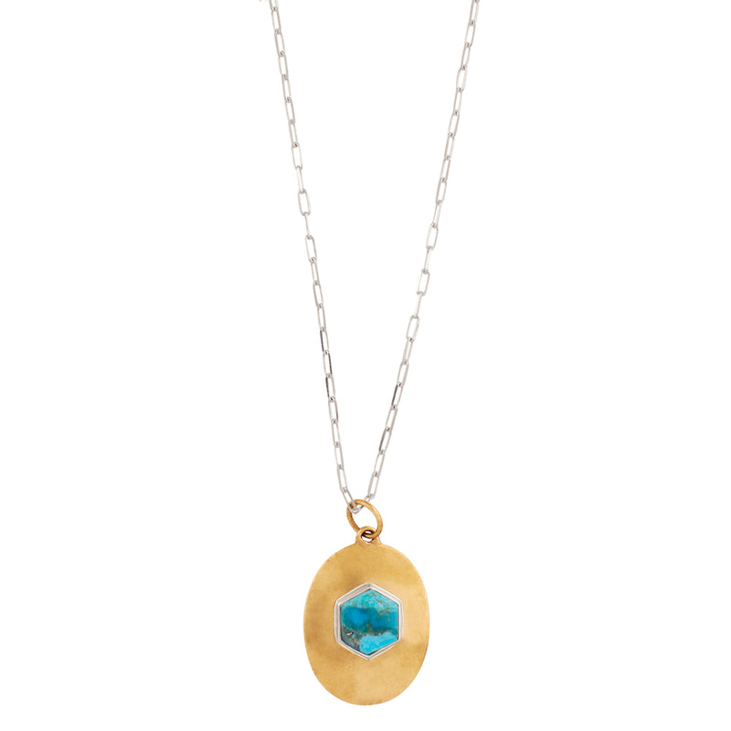Vortex Medallion Necklace in Bronze & Turquoise