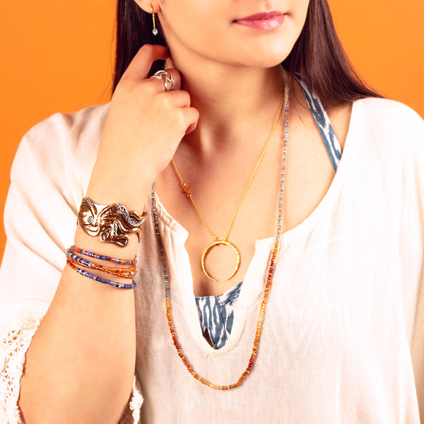 Mountain Sky Coil Bracelet - Hessonite & Sodalite