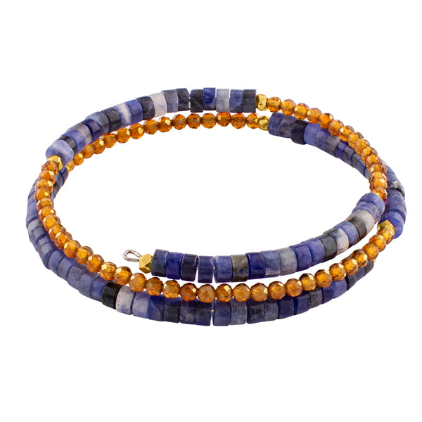 Mountain Sky Coil Bracelet - Hessonite & Sodalite