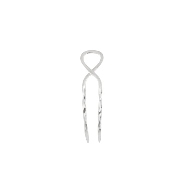 Twisted Hourglass Hair Pin - Silver- Small