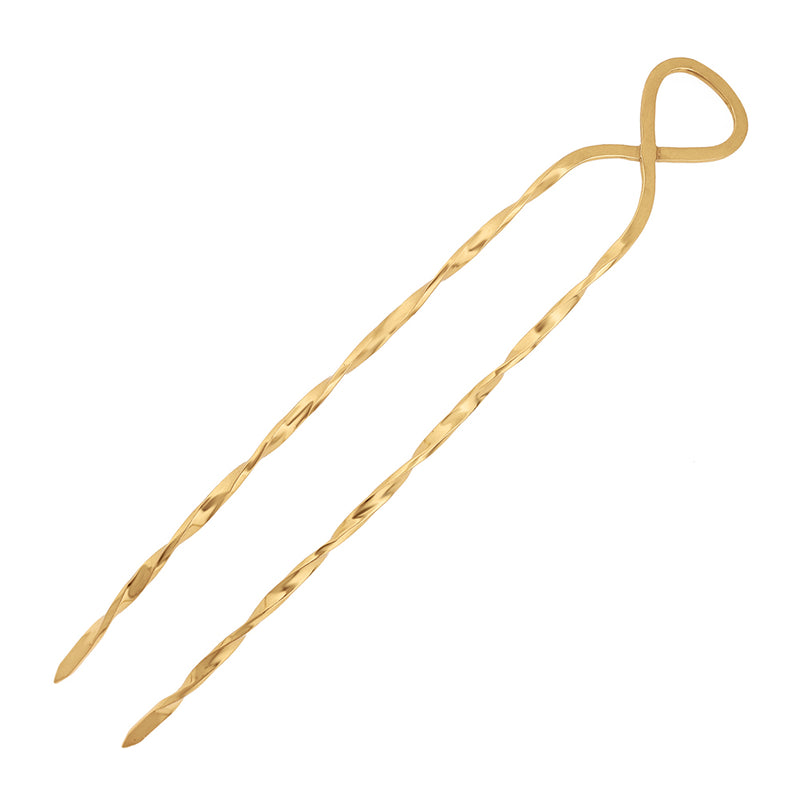 Twisted Hourglass Hair Pin - Bronze - Large