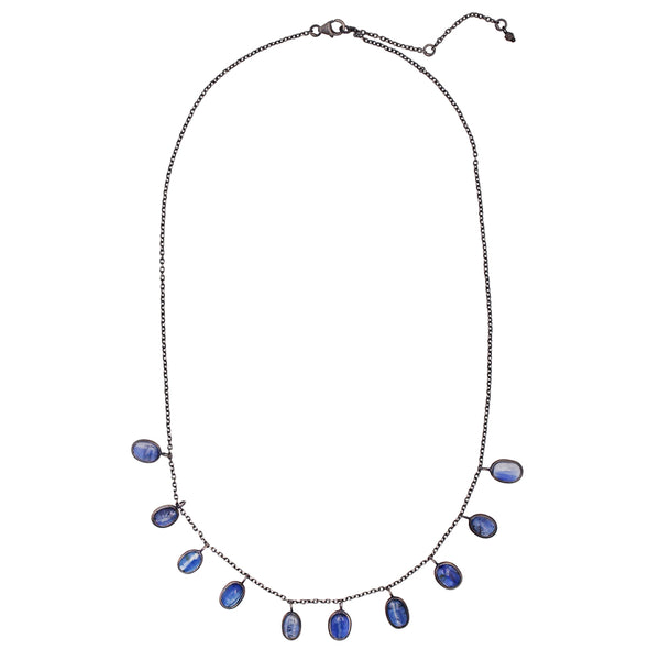 Many Moons Necklace in Kyanite & Antiqued Sterling