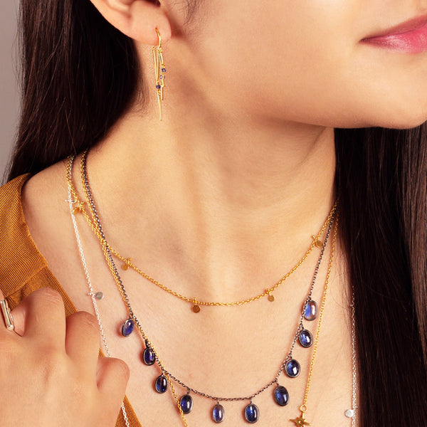 Stone Fringe Dancer Threaders - Gold/iolite