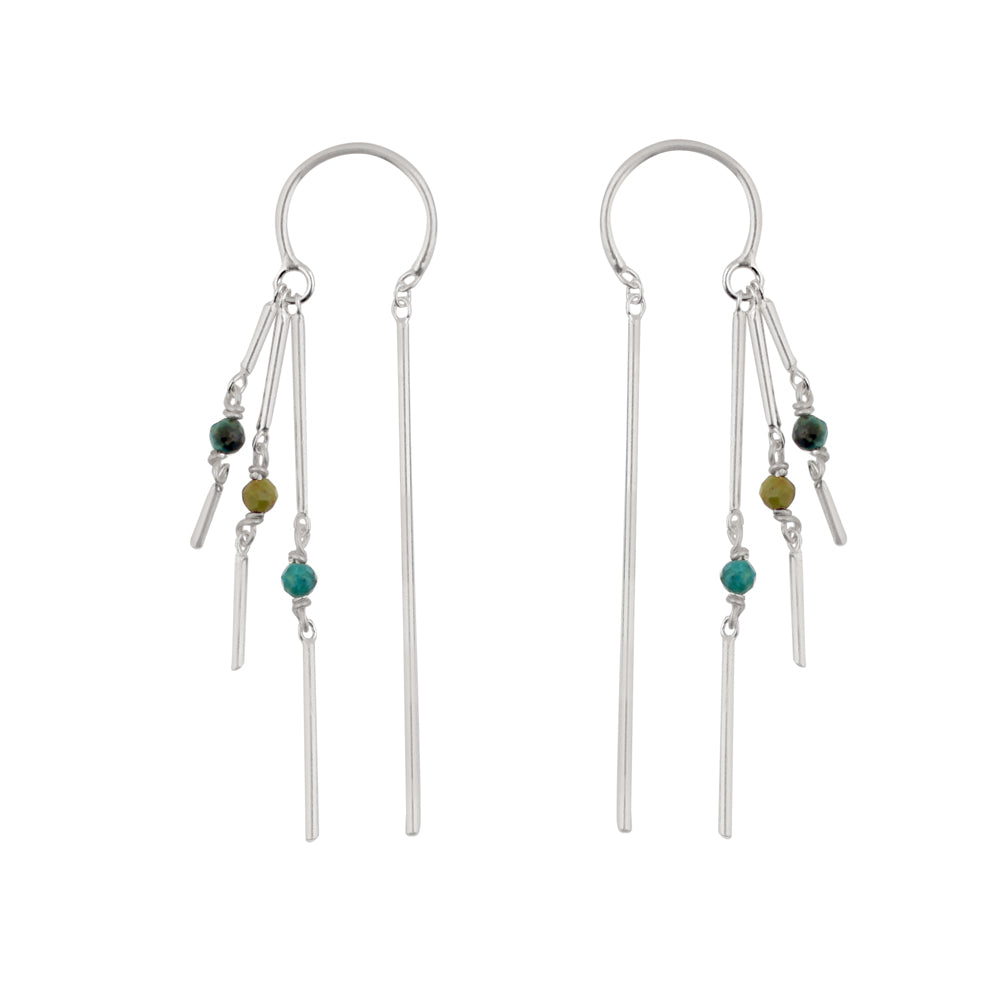 Stone Fringe Dancer Threaders - Silver/Turquoise