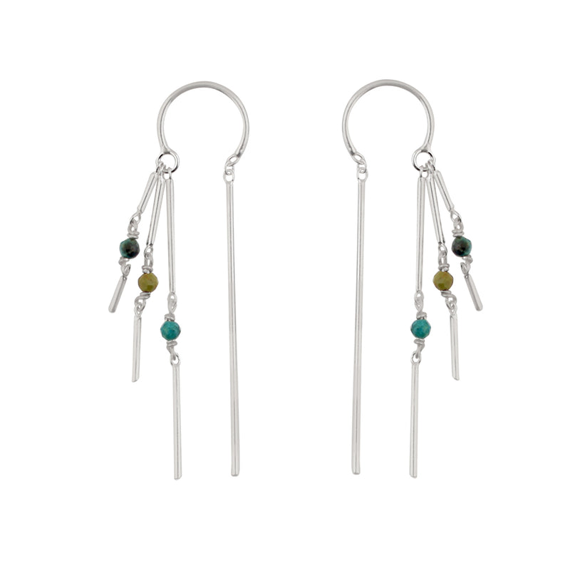 Stone Fringe Dancer Threaders - Silver/Turquoise