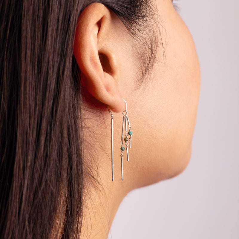 Stone Fringe Dancer Threaders - Silver/Turquoise