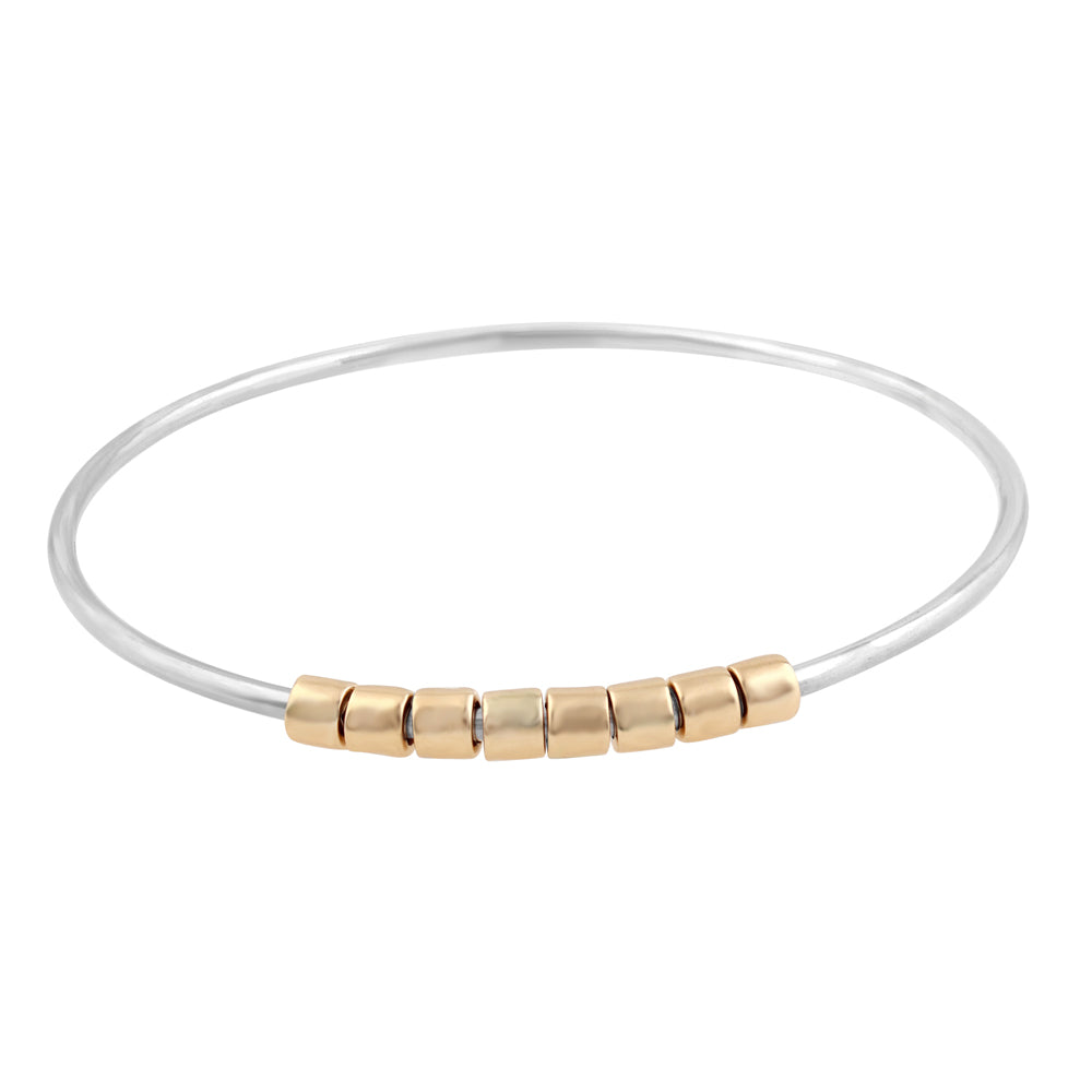 Worry Bangle in Silver & Bronze Beads